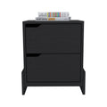 Nightstand With 2 Drawers, End Table With Sturdy Base, Black Black Particle Board Particle Board