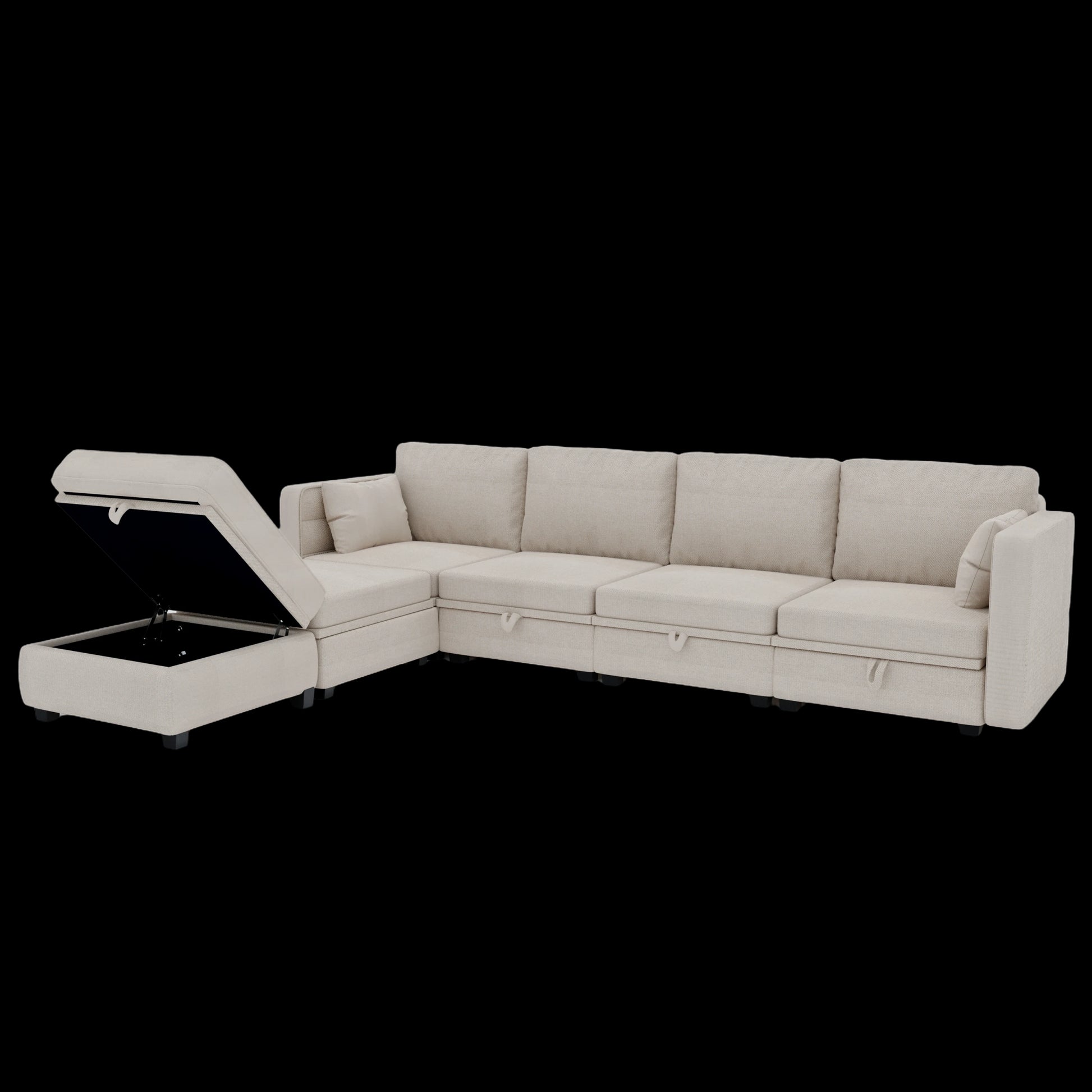 United We Win Modular Sectional Sofa U Shaped Modular Couch With Reversible Chaise Modular Sofa Sectional Couch With Storage Seats Beige Linen