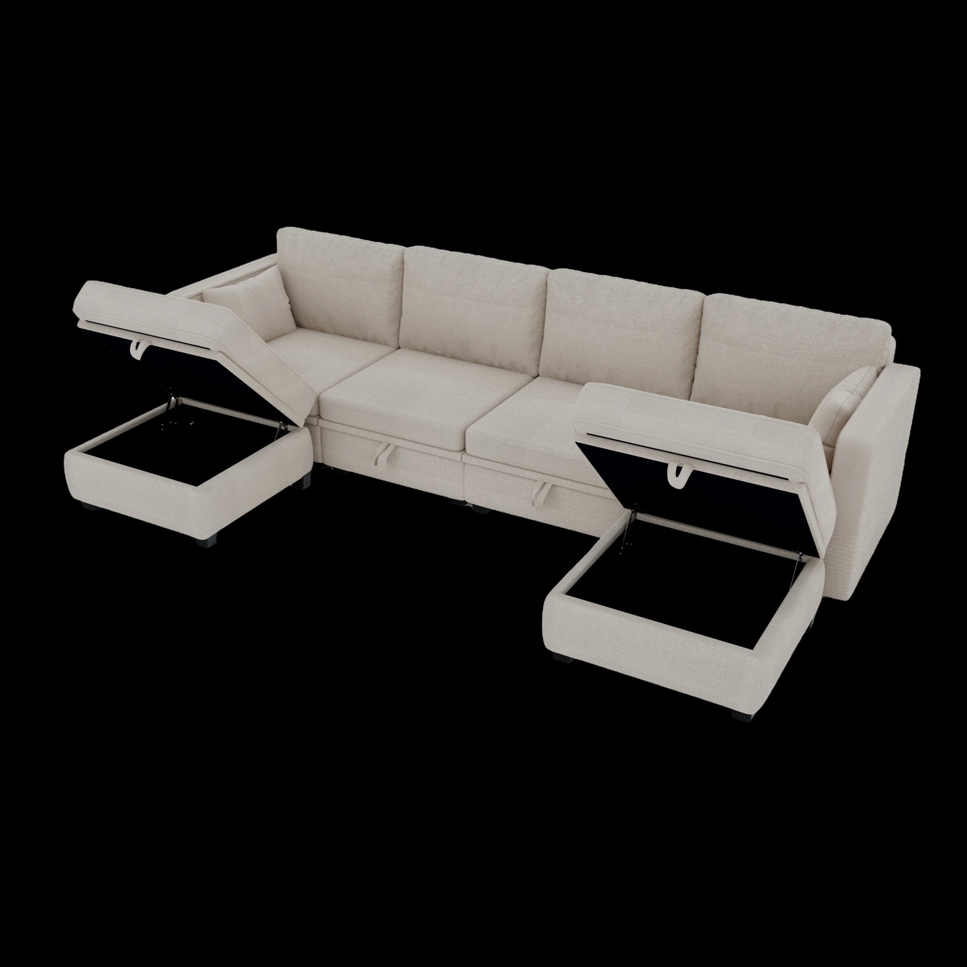 United We Win Modular Sectional Sofa U Shaped Modular Couch With Reversible Chaise Modular Sofa Sectional Couch With Storage Seats Beige Linen
