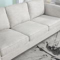 89.37Inch 3 Seats Upholstered Sofa, Bishop Beige Beige Fabric