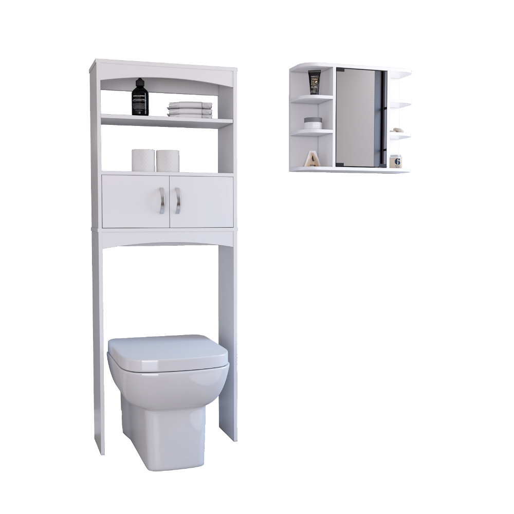 2 Piece Bathroom Set, Valetta Over The Toilet Cabinet white-particle board-particle board