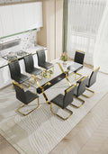 Dining Table. Modern Tempered Glass Dining Table. Large Modern Office Desk With Gold Plated Metal Legs And Mdf Crossbars, Suitable For Both Home And Office Use. Kitchen. 79 ''X39''X30 '' 1105 Transparent Glass