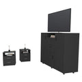 3 Piece Bedroom Set, Milano Double Door Cabinet Dresser 2 Salento Nightstands, Black Full Black 3 Piece Set Particle Board Particle Board