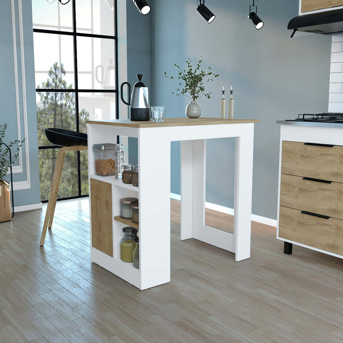 Kitchen Island 36" H, Three Open Side Storage