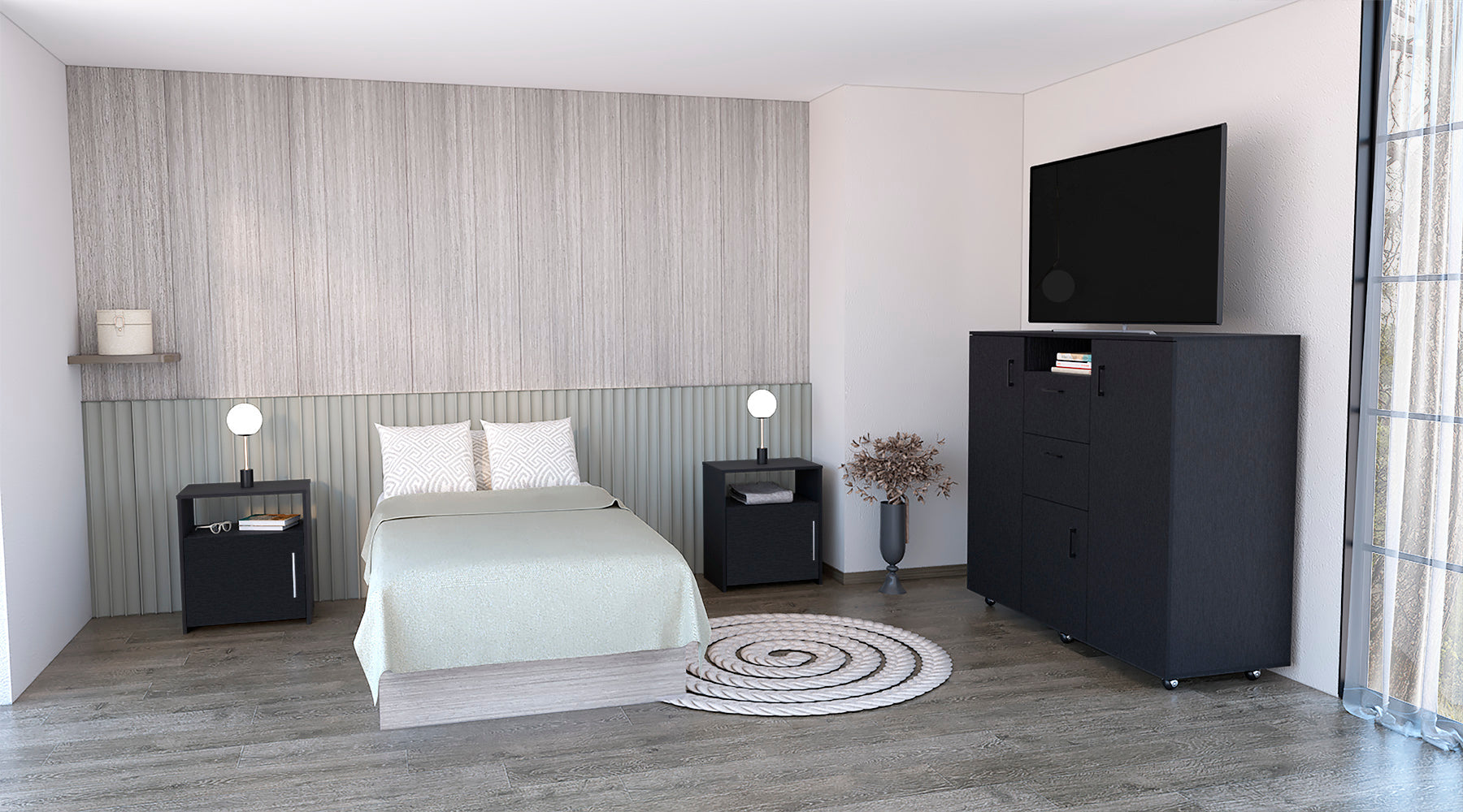 dresser with nightstands 8-Drawer Dresser + 2 Nightstands — Solid Wood main image 0