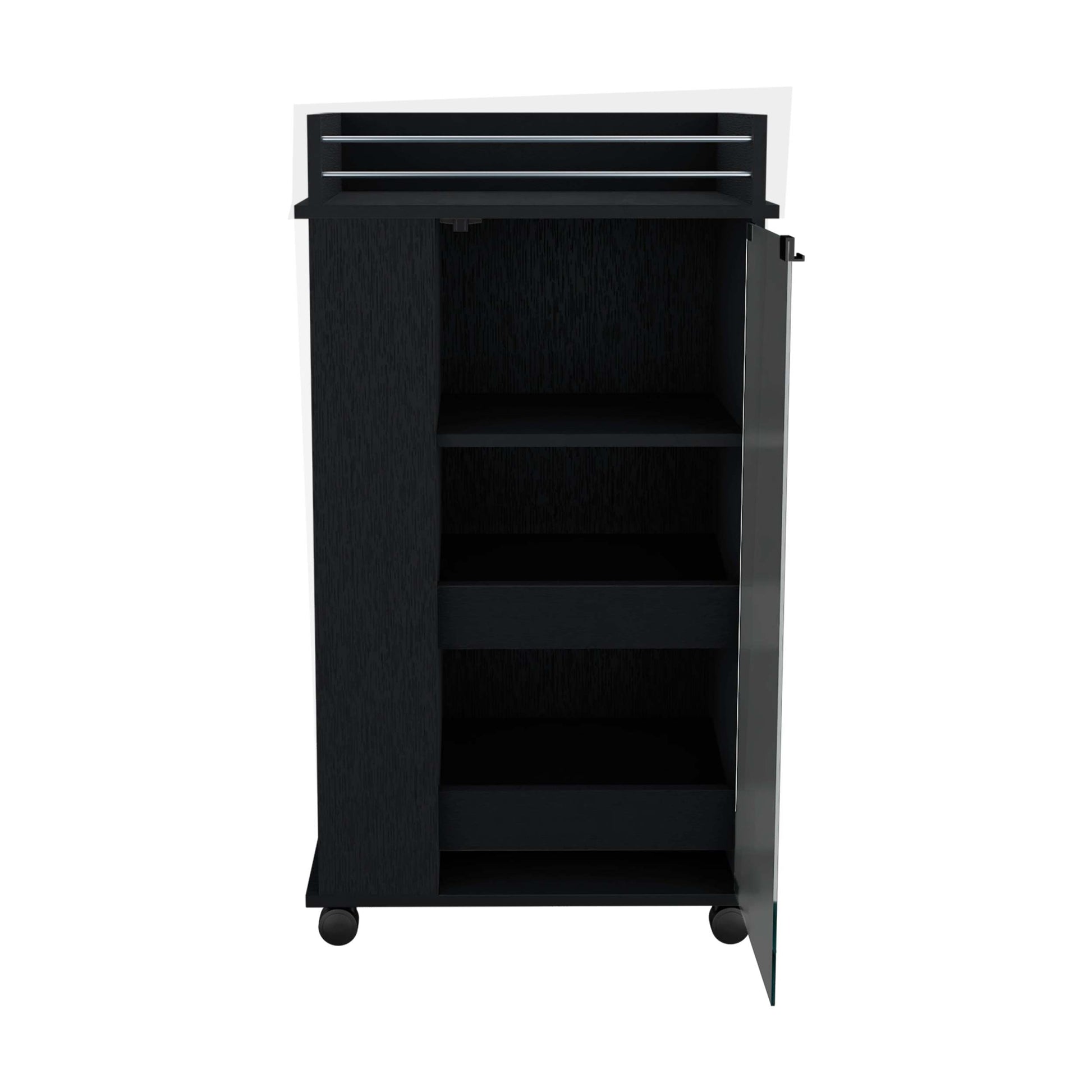 Black Kitchen Cabinet, Bar Cart With Wheels,