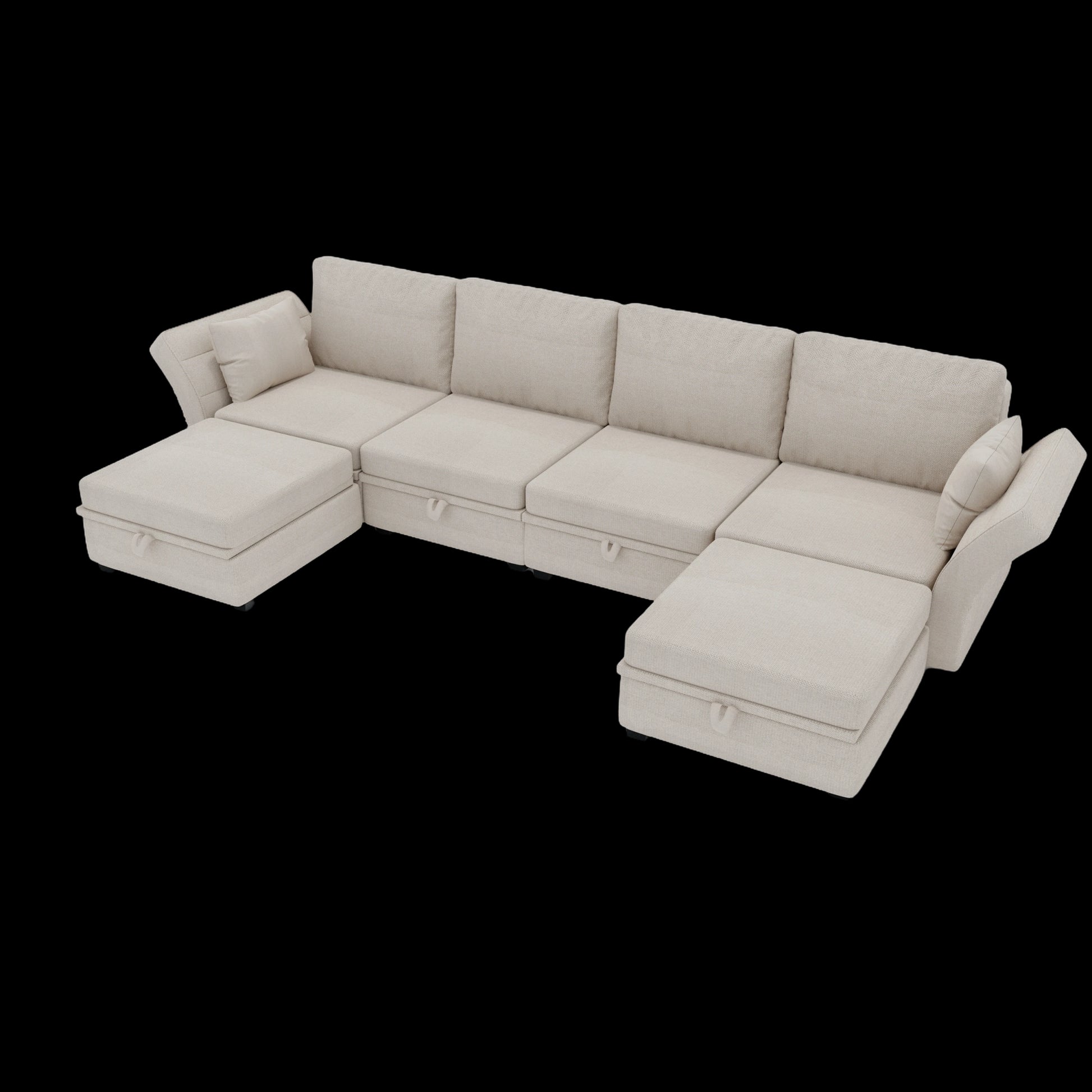 United We Win Modular Sectional Sofa U Shaped Modular Couch With Reversible Chaise Modular Sofa Sectional Couch With Storage Seats Beige Linen