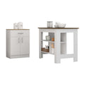 2 Piece Kitchen Set, Delos Kitchen Island Barbados Pantry Cabinetwhite Walnut Light Oak White Particle Board Particle Board