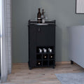 Black 4 Wheel Bar Cart Cabinet For Kitchen Or