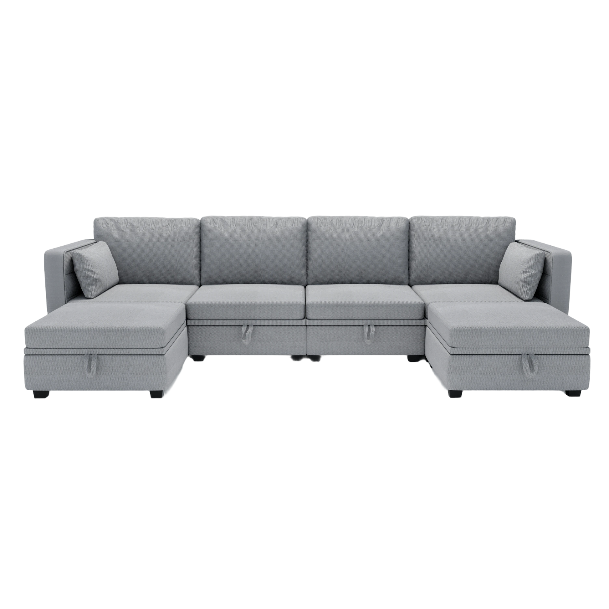 United We Win Modular Sectional Sofa U Shaped Modular Couch With Reversible Chaise Modular Sofa Sectional Couch With Storage Seats Gray Linen