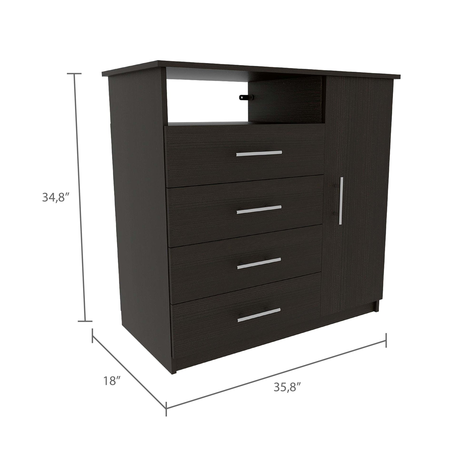 2 Piece Bedroom Set, London Armoire Rioja 4 Drawer Dresser, Black Full Black 2 Piece Set Particle Board Particle Board