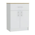 2 Piece Kitchen Set, Kitchen Island Cart Pantry Cabinet, White Light Oak White Particle Board Particle Board