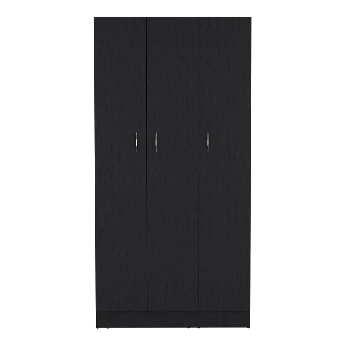 Wardrobe Armoire 71"H With 3 Doors And 2 Inner Drawers, 3 Doors, Black Black Bedroom Modern Pine Particle Board Particle Board