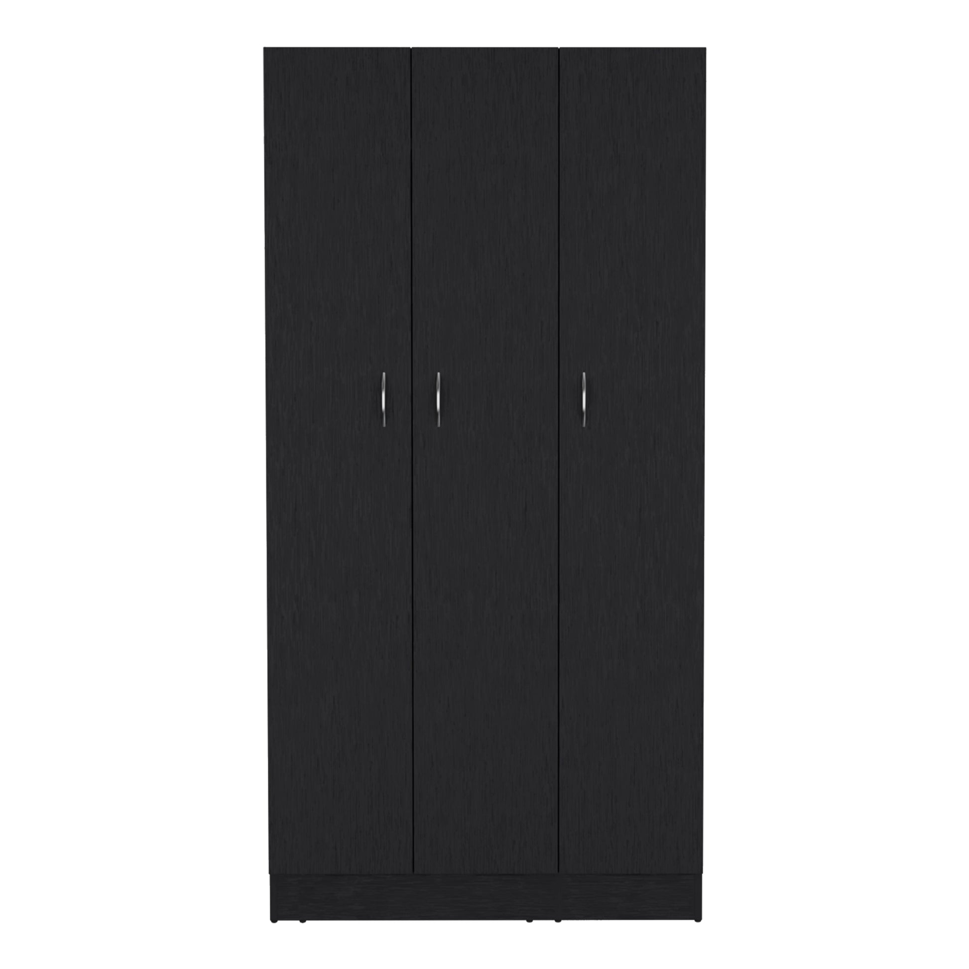 Wardrobe Armoire 71"H With 3 Doors And 2 Inner Drawers, 3 Doors, Black Black Bedroom Modern Pine Particle Board Particle Board