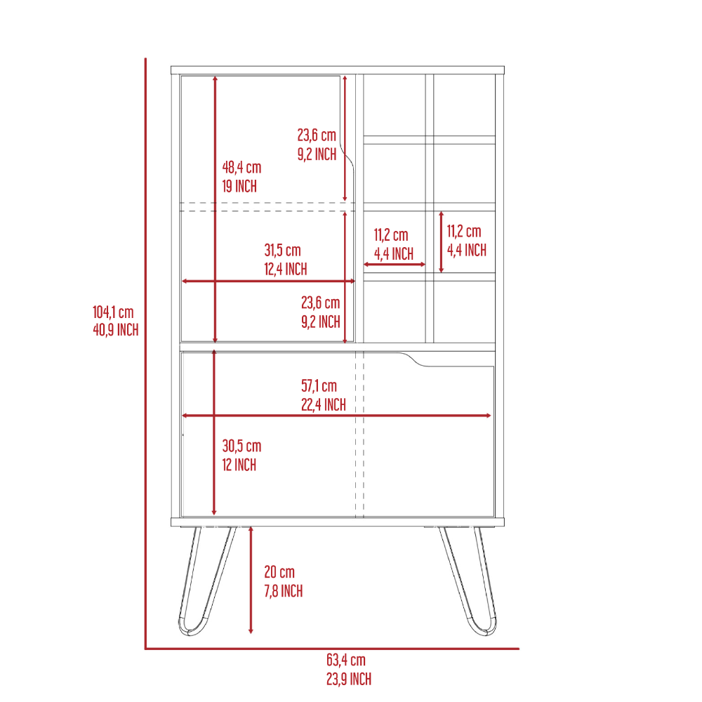 40" H Light Gray Coffee Bar Cartkitchen Or Living Room Cabinet Storage With 4 Vintage Legs With 8 Built In Bottle Racks, Casters And 2Doors For Storing Snaks, Glass And Small Thigns 5 Or More Shelves Grey Primary Living Space Modern Pine Particle Board