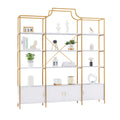 78 Inch 4 Tiers Home Office Bookcase Bookshelf, Storage Cabinet Display Shelf, X Bar Gold Frame Golden White Mdf Steel