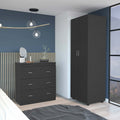 2 Piece Bedroom Set, London Armoire Capri Three Drawer Dresser, Black Black Particle Board Particle Board