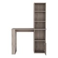 Writing Desk With Bookcase And Cabinet, Light Gray Gray Particle Board Particle Board