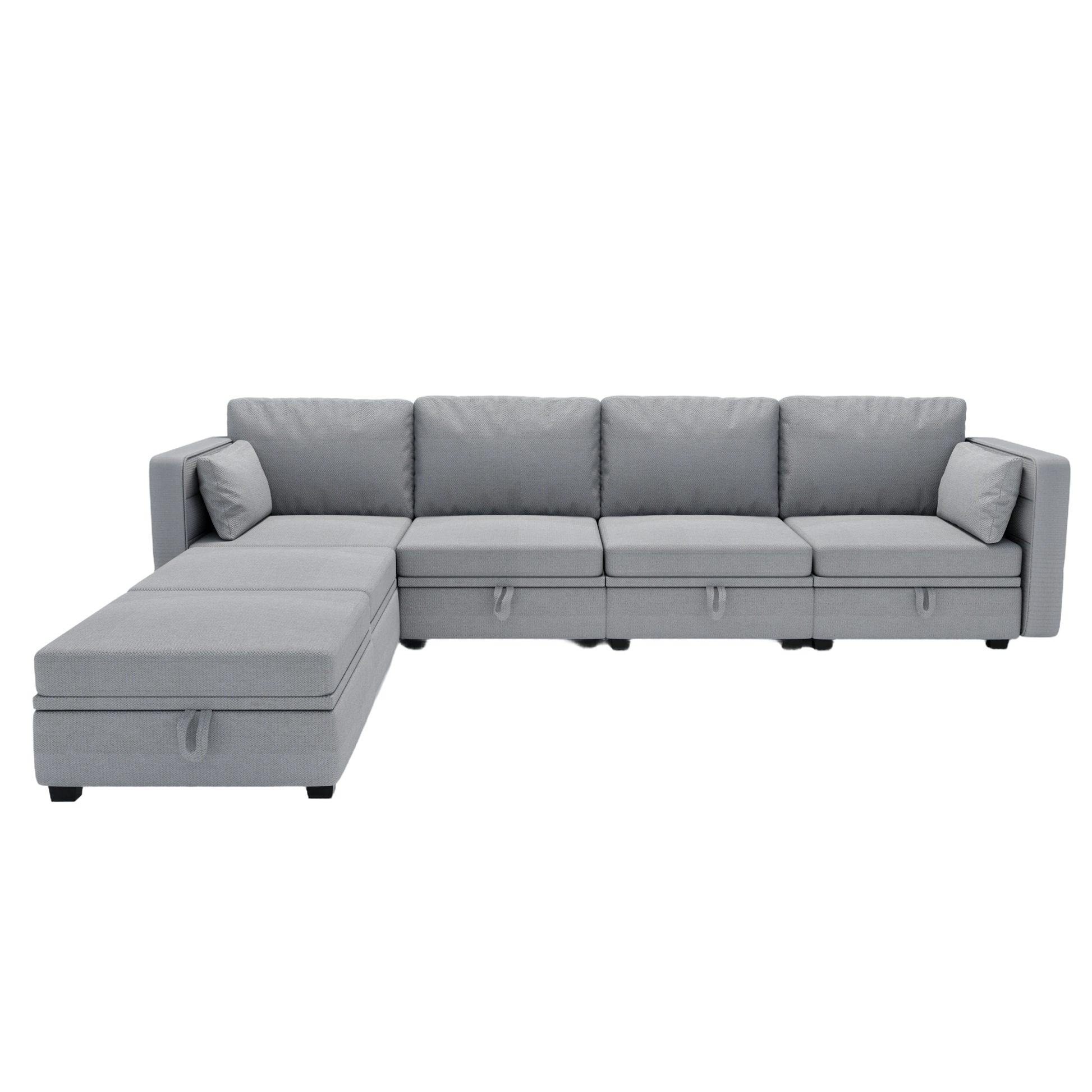United We Win Modular Sectional Sofa U Shaped Modular Couch With Reversible Chaise Modular Sofa Sectional Couch With Storage Seats Gray Linen