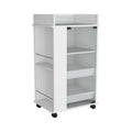 White Coffee Snacks Bar Cart Cabinet With Wheels
