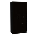 2 Piece Bedroom Set, Cartagena Armoire Capri Three Drawer Dresser, Black Full Black 2 Piece Set Particle Board Particle Board