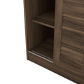 3 Door Shutter Wardrobe With Shelves, Walnut Sliding Walnut Shelf Bedroom Shelf Contemporary 3 Mdf