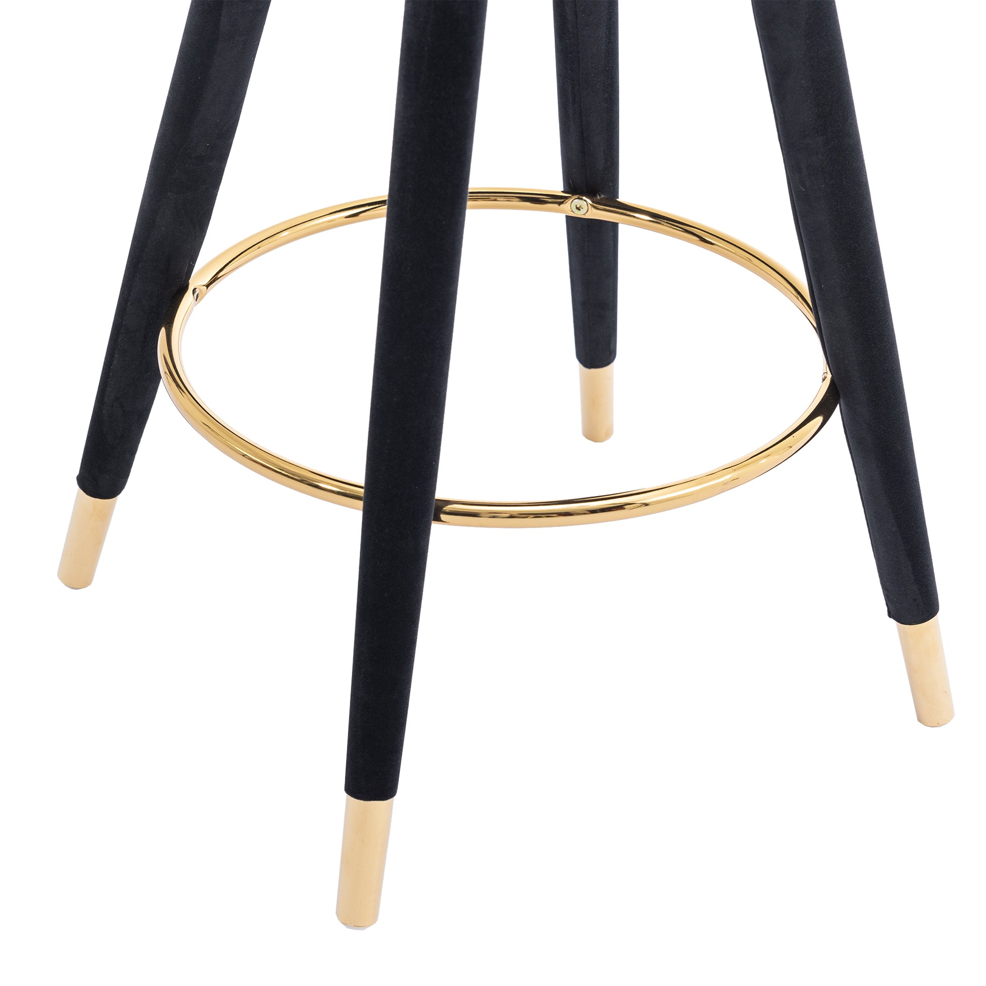 Coolmore Counter Height Bar Stools Set Of 2 For Kitchen Counter Solid Wood Legs With A Fixed Height Of 360 Degrees Black Velvet