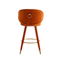 Coolmore Counter Height Bar Stools Set Of 2 For Kitchen Counter Solid Wood Legs With A Fixed Height Of 360 Degrees Orange Velvet