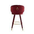 Coolmore Counter Height Bar Stools Set Of 2 For Kitchen Counter Solid Wood Legs With A Fixed Height Of 360 Degrees Claret Red Velvet