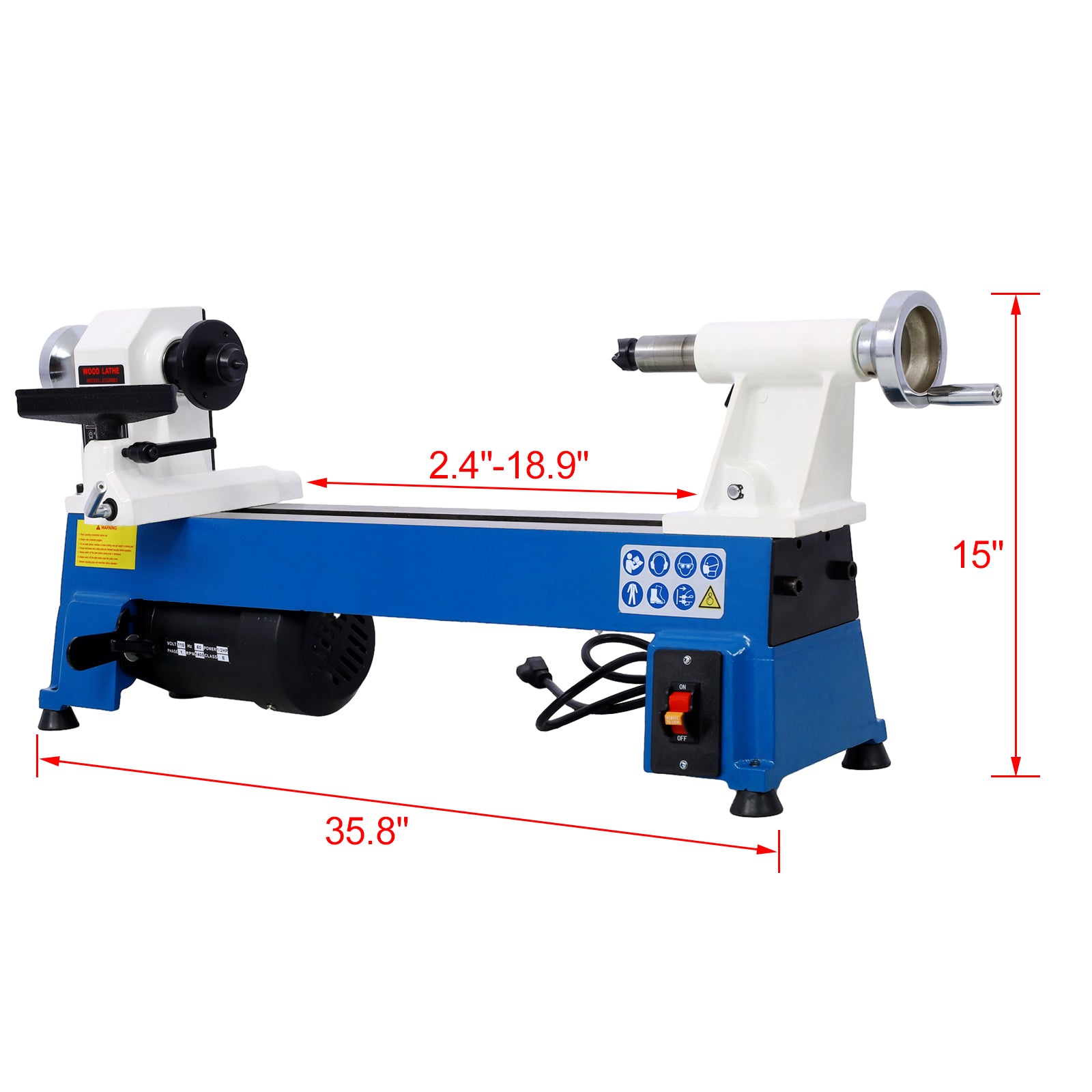 Benchtop Wood Lathe 10" X 18" Wood Lathe Machine 5 Variable Speeds 500 750 1150 1800 3200Rpm Mini Wood Turning Lathe For Woodworking 1 2Hp Multifunctional Power Wood Lathe Gray Steel