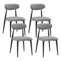 Set Of 4 Modern Dining Chairscurved Backrest Round Upholstered And Metal Frame,Grey Gray Foam Metal