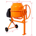 Cement Mixer,5 Cu. Ft Electric Concrete Mixer Machine, 650W Ac Motor Portable Power Cement Mixers For Mortar, Stucco And Fodder Orange Steel