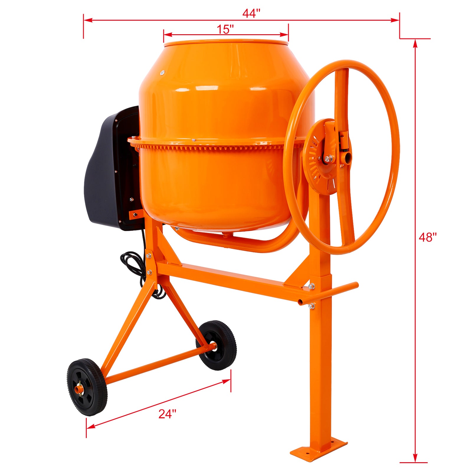 Cement Mixer,5 Cu. Ft Electric Concrete Mixer Machine, 650W Ac Motor Portable Power Cement Mixers For Mortar, Stucco And Fodder Orange Steel