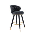 Coolmore Counter Height Bar Stools Set Of 2 For Kitchen Counter Solid Wood Legs With A Fixed Height Of 360 Degrees Black Velvet