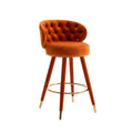 Coolmore Counter Height Bar Stools Set Of 2 For Kitchen Counter Solid Wood Legs With A Fixed Height Of 360 Degrees Orange Velvet