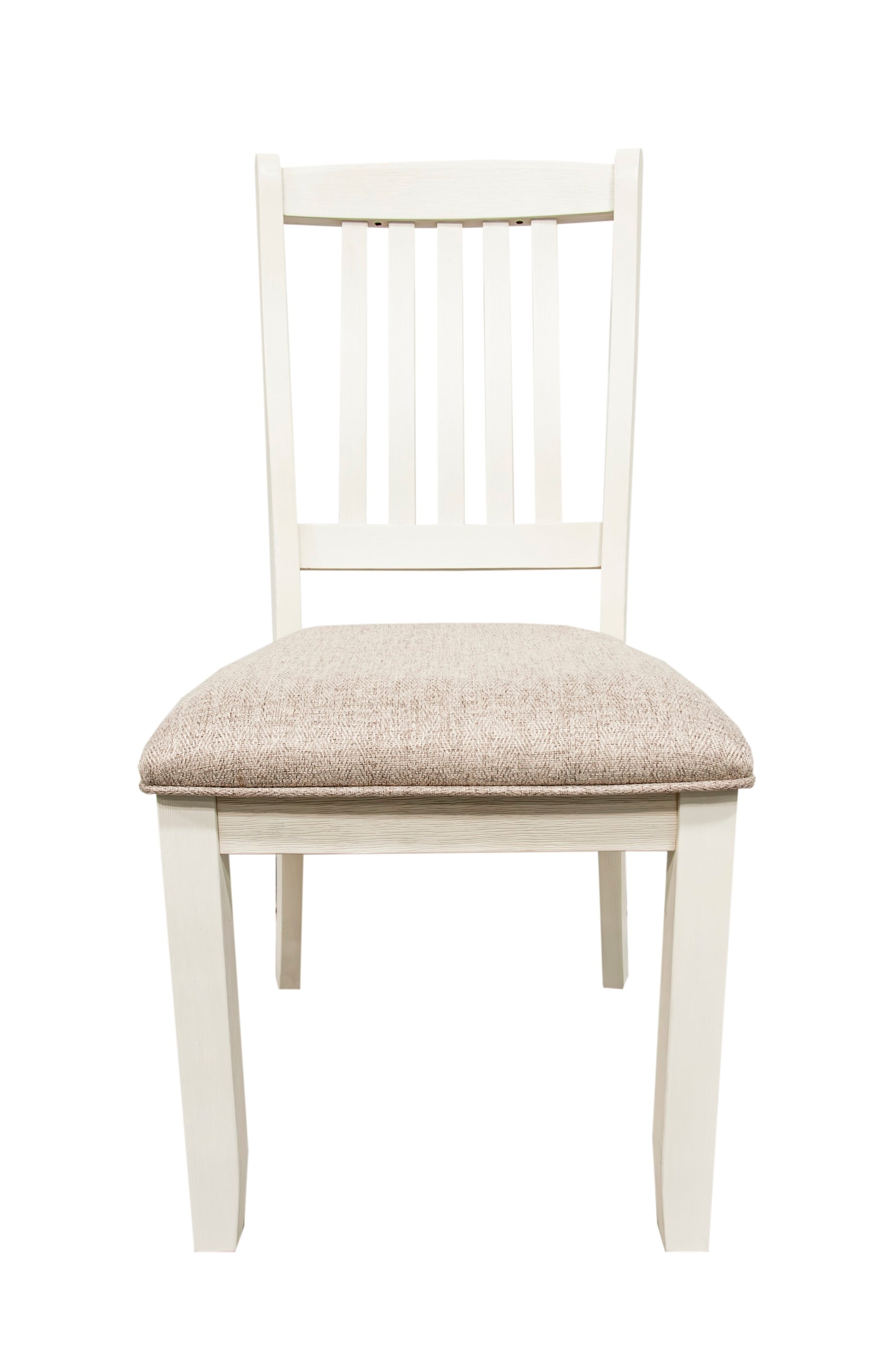 White Classic 2Pcs Dining Chairs Set Rubberwood Beige Fabric Cushion Seats Slats Backs Dining Room Furniture Side Chair White Dining Room Foam Classic,Contemporary,Modern,Transitional Dining Chairs Rubberwood Slat Back Solid Wood