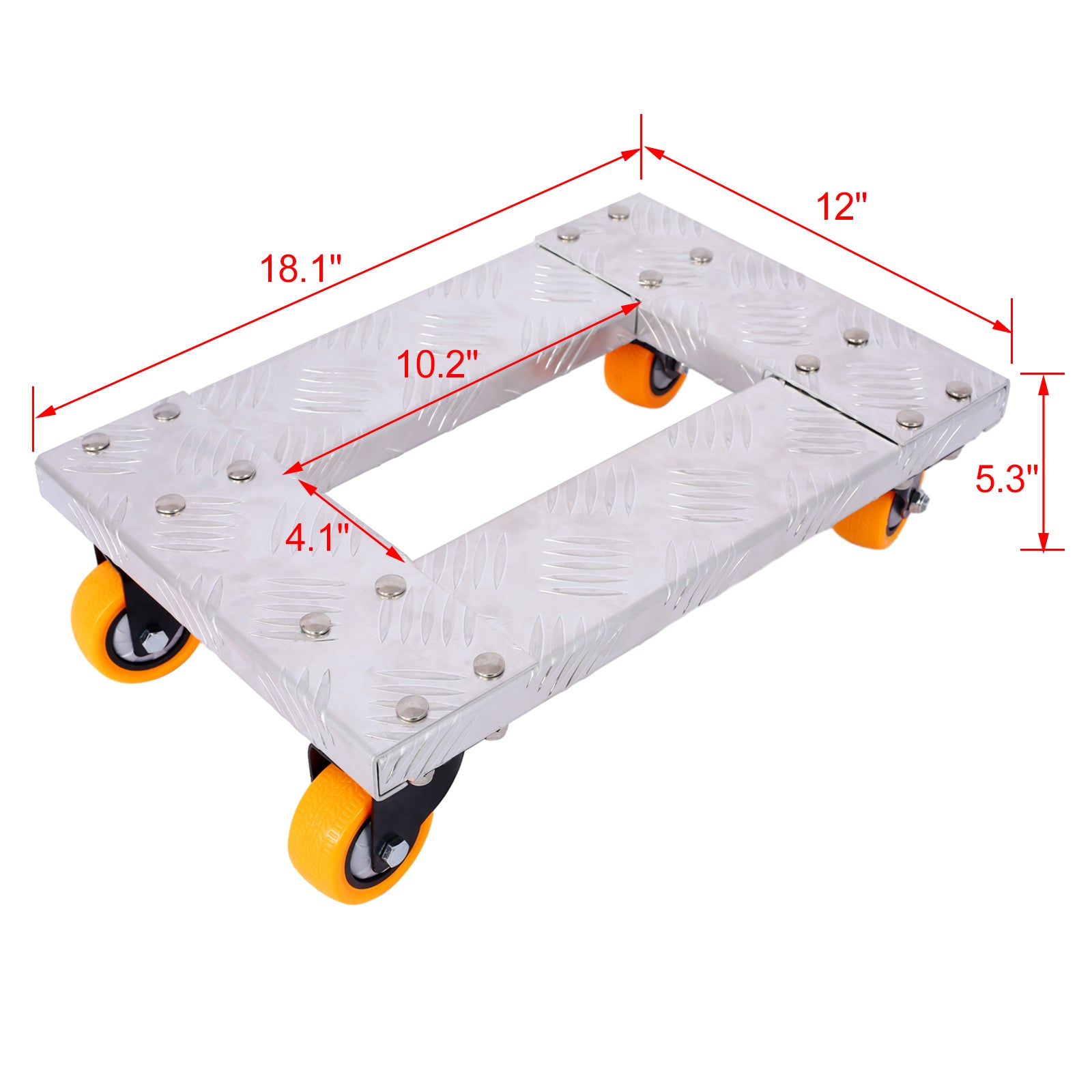 Movers Dolly Heavy Duty Furniture Dolly Trolley Cart 18''X12'' Aluminum Frame With 3'' Tpu Professional Casters With Brake Option Silver Aluminium Alloy