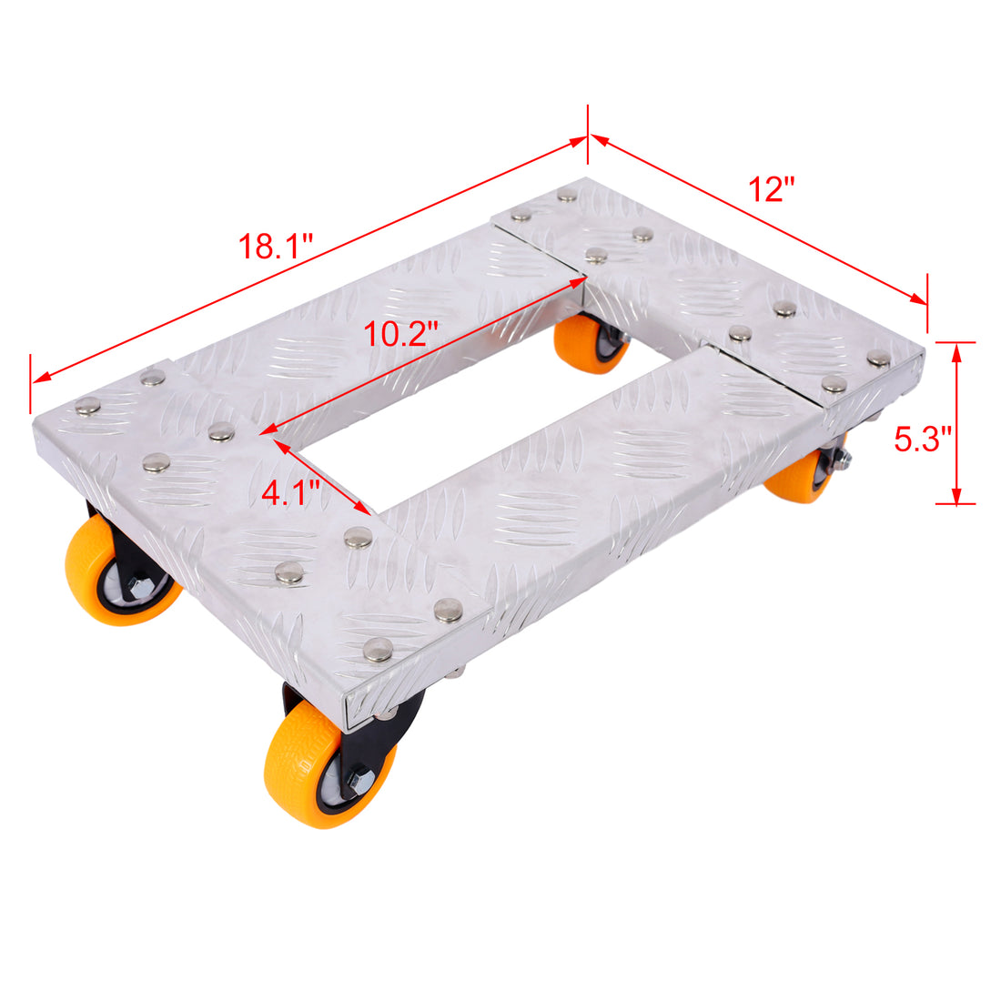 Movers Dolly Heavy Duty Furniture Dolly Trolley Cart 18''X12'' Aluminum Frame With 3'' Tpu Professional Casters With Brake Option 2Pcs Set Silver Aluminium Alloy