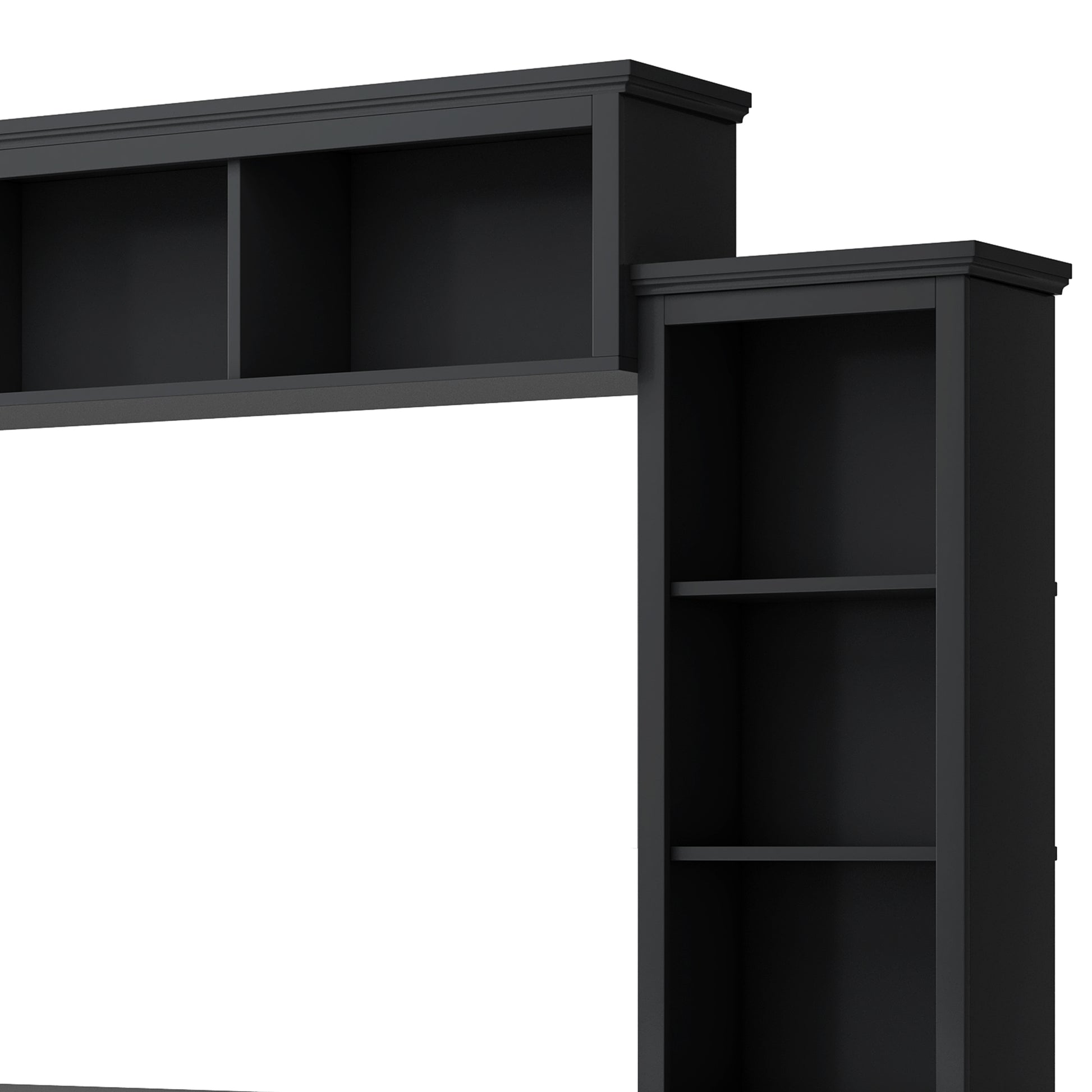 Minimalism Entertainment Wall Unit With Bridge, Modern Tv Console Table For Tvs Up To 70", Multifunctional Tv Stand With Tempered Glass Door, Black Old Sku: Sd000009Aab Black 70 79 Inches Particle Board