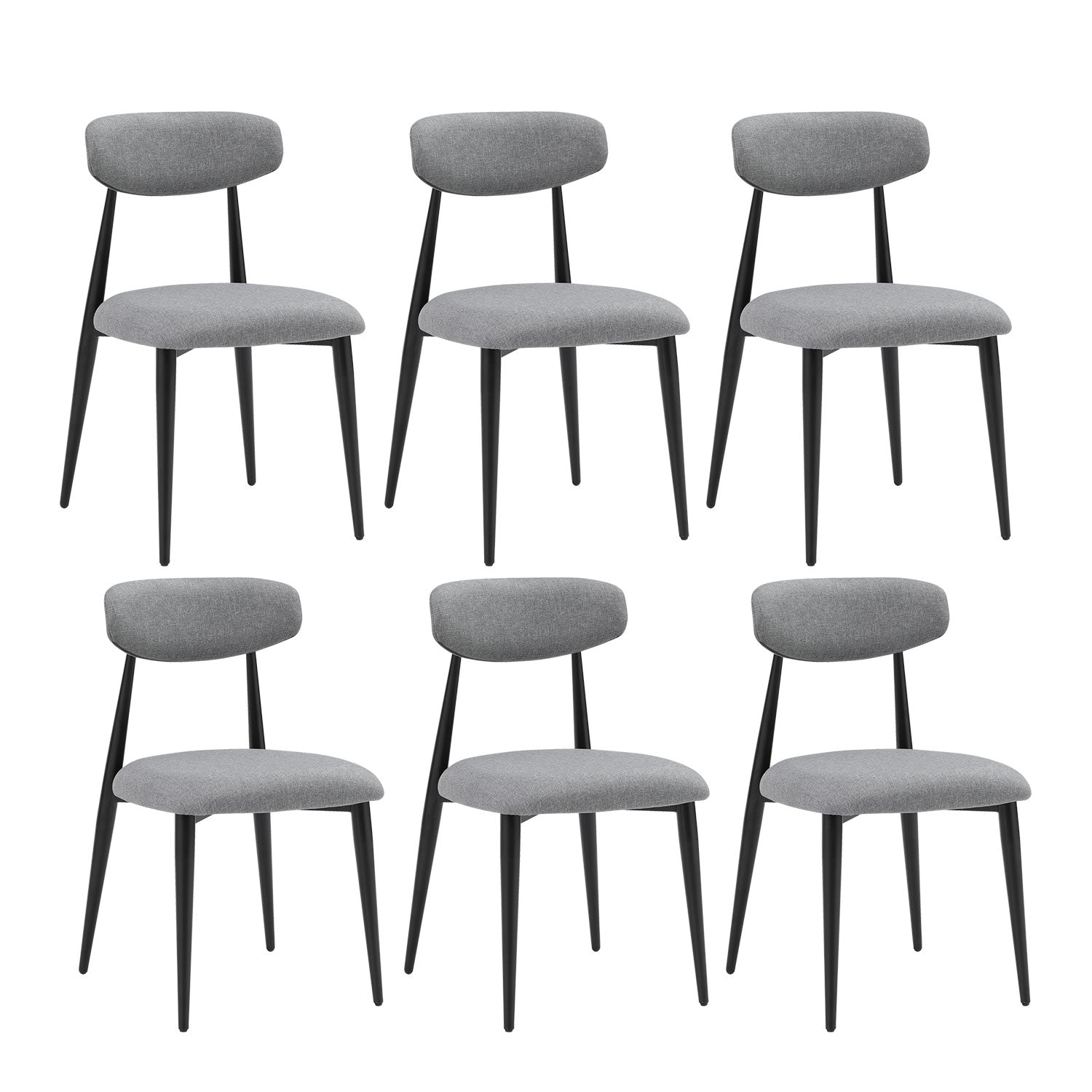 Set Of 6 Dining Chairs, Upholstered Chairs With Metal Legs For Kitchen Dining Room,Grey Gray Foam Metal