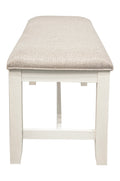White Classic 1Pc Bench Rubberwood Beige Fabric Cushion Seats Dining Room Furniture Bench White White Dining Room Classic,Contemporary,Modern,Transitional Rubberwood Rubberwood Solid Wood