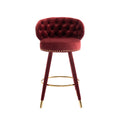 Coolmore Counter Height Bar Stools Set Of 2 For Kitchen Counter Solid Wood Legs With A Fixed Height Of 360 Degrees Claret Red Velvet