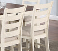 Gorgeous Classic Dining Room Furniture 7Pc Dining Set Dining Table W Drawers 6X Side Chairs White Rubberwood Walnut Acacia Veneer Ladder Back Chair White Wood Dining Room Rubberwood Rectangular Dining Table With Chair Wood Wood White Ladder Back Seats 6