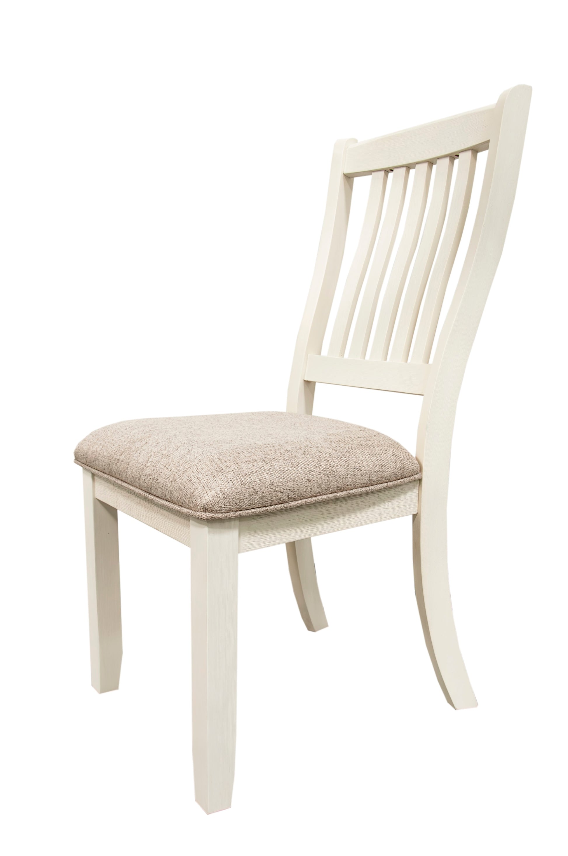 White Classic 2Pcs Dining Chairs Set Rubberwood Beige Fabric Cushion Seats Slats Backs Dining Room Furniture Side Chair White Dining Room Foam Classic,Contemporary,Modern,Transitional Dining Chairs Rubberwood Slat Back Solid Wood