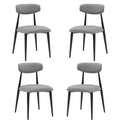 Set Of 4 Modern Dining Chairscurved Backrest Round Upholstered And Metal Frame,Grey Gray Foam Metal