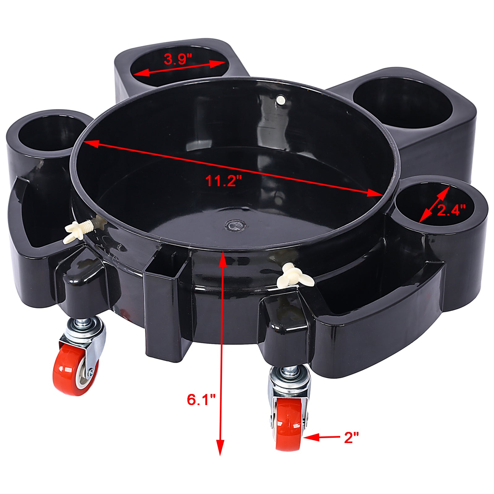 Bucket Dolly 5 Gallon Rolling Bucket Dolly With 5 Rolling Swivel Casters,Removable Bucket Dolly For Car Wash Professional Detailing For Car Washing Detailing Smoother Maneuvering 4Pcs Set Black Plastic