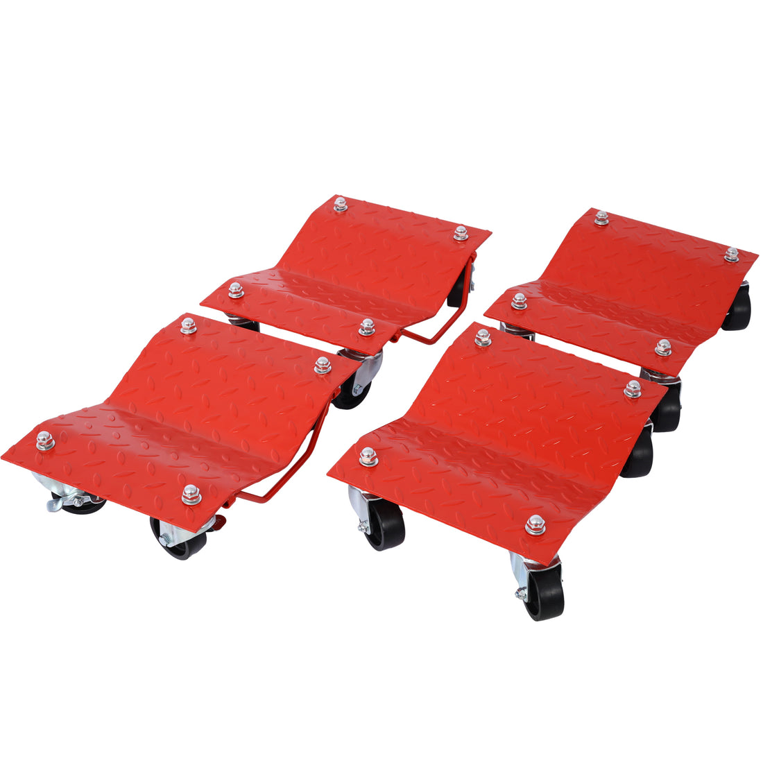 Car Dolly, Heavy Duty Wheel Dolly,4 Tire Wheel Dolly Car Stakes 6000Lbs Capacity,Red Red Steel