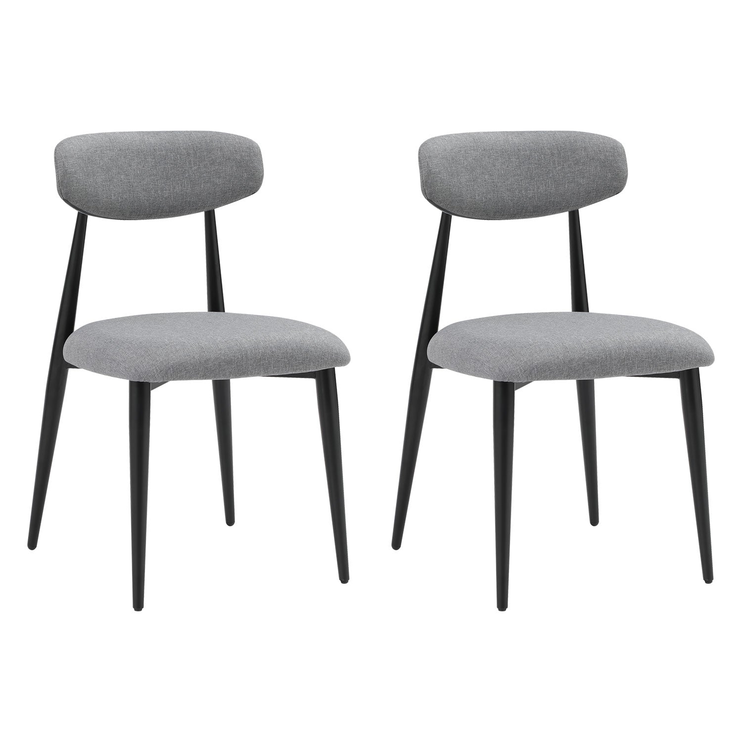Modern Dining Chairs Set Of 2, Curved Backrest Round Upholstered And Metal Frame, Grey Gray Foam Metal