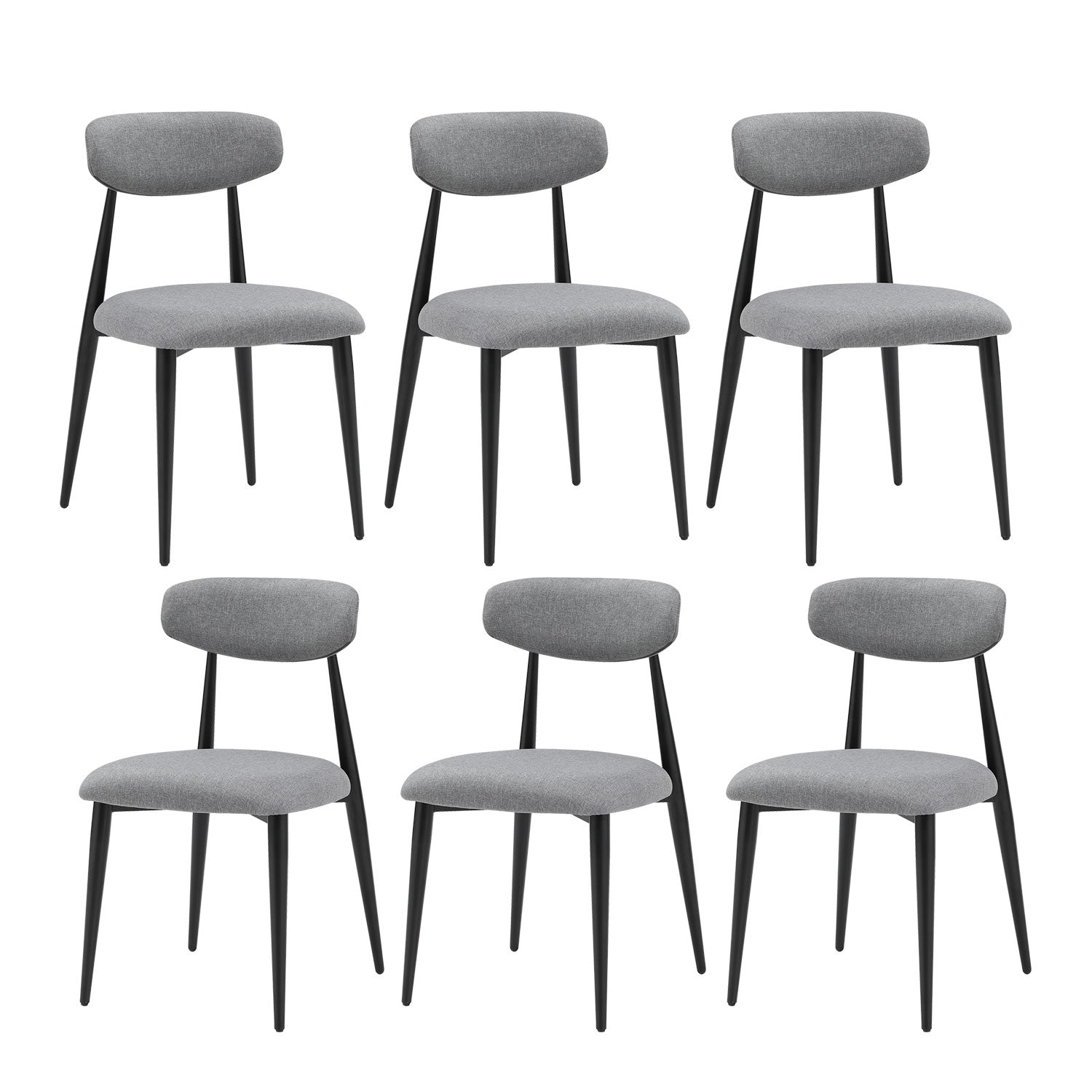 Set Of 6 Dining Chairs, Upholstered Chairs With Metal Legs For Kitchen Dining Room,Grey Gray Foam Metal