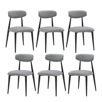 Set Of 6 Dining Chairs, Upholstered Chairs With Metal Legs For Kitchen Dining Room,Grey Gray Foam Metal